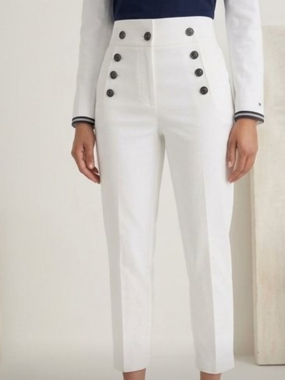 Tommy Hilfiger White Sailor-Button Dress Pants